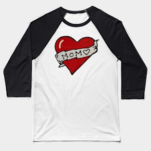 Tattoo style mom in heart Baseball T-Shirt